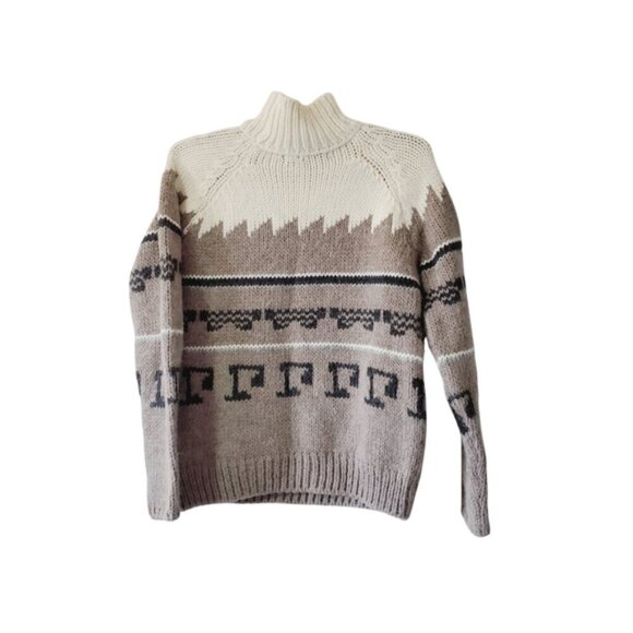 Zara Alpaca Wool Nordic Fair Isle Aztec Southwestern Boho Chunky Sweater M - Picture 3 of 8